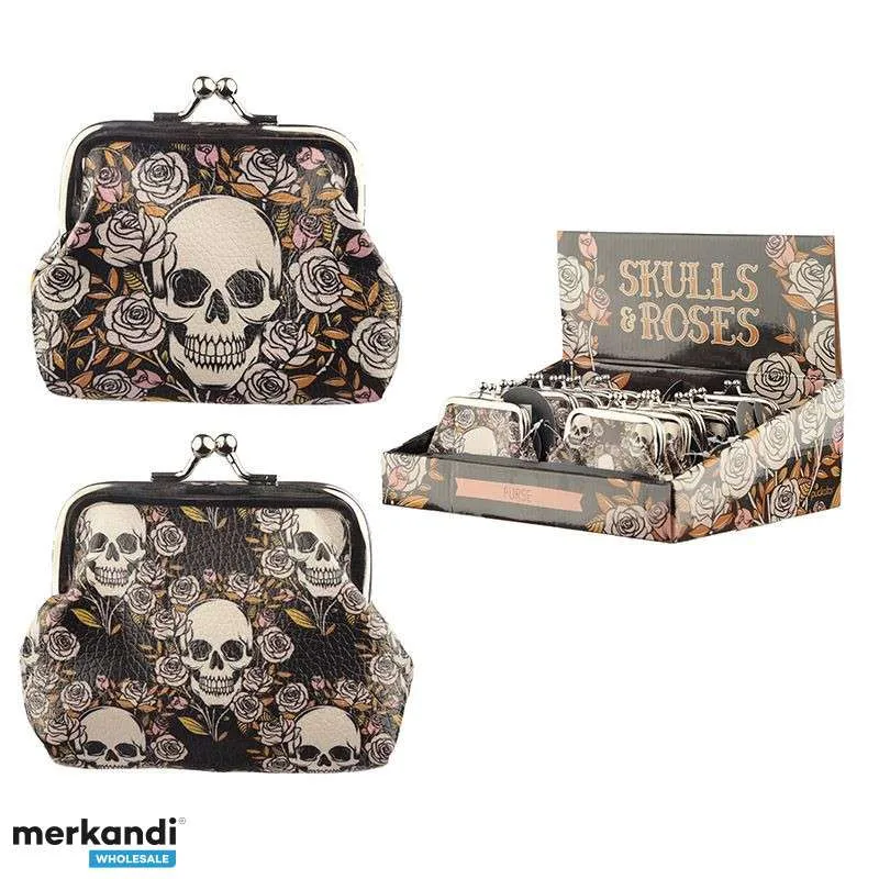 Cartera de calaveras Skulls & Roses con cierre de clip por pieza