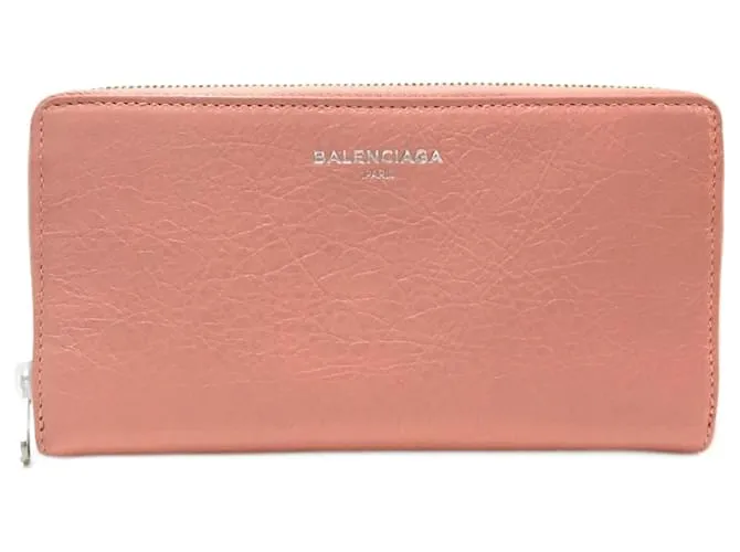 Cartera larga de cuero beige Balenciaga 