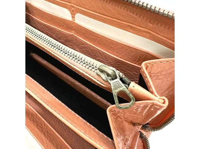 Cartera larga de cuero beige Balenciaga 