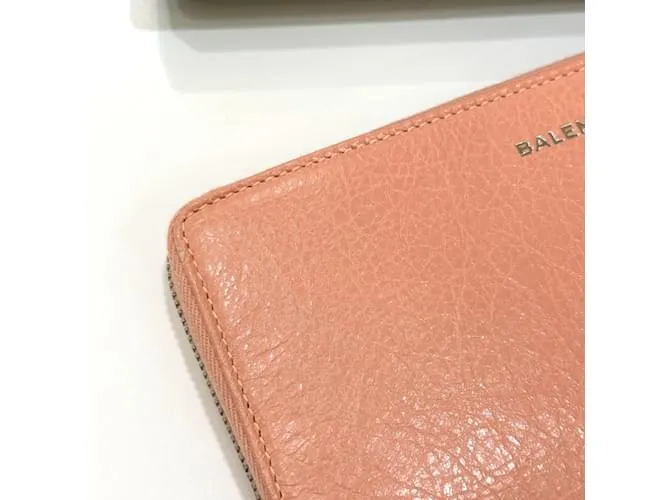 Cartera larga de cuero beige Balenciaga 