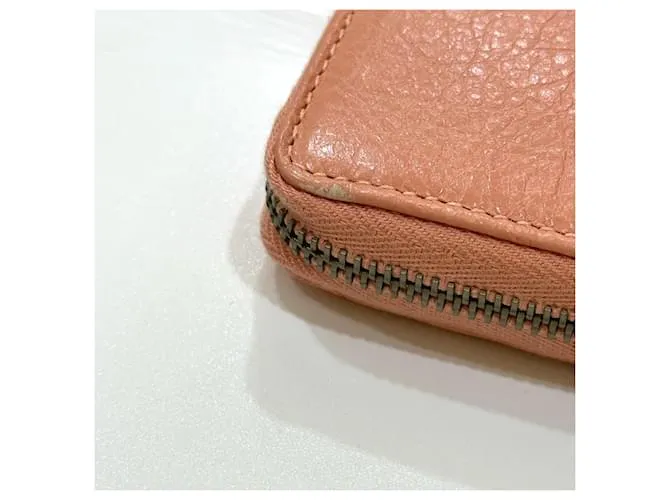 Cartera larga de cuero beige Balenciaga 