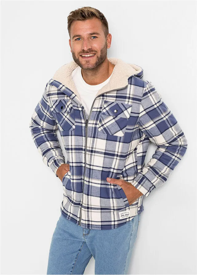 Chaqueta con forro polar Azul a cuadros