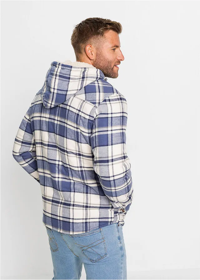 Chaqueta con forro polar Azul a cuadros