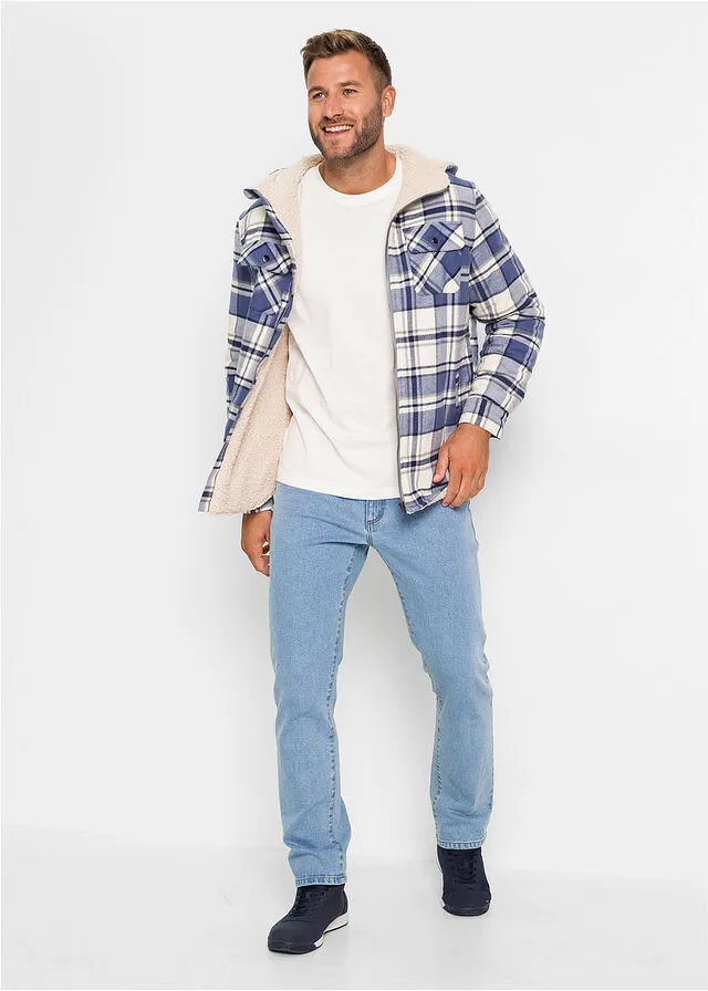 Chaqueta con forro polar Azul a cuadros