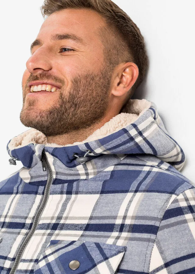 Chaqueta con forro polar Azul a cuadros