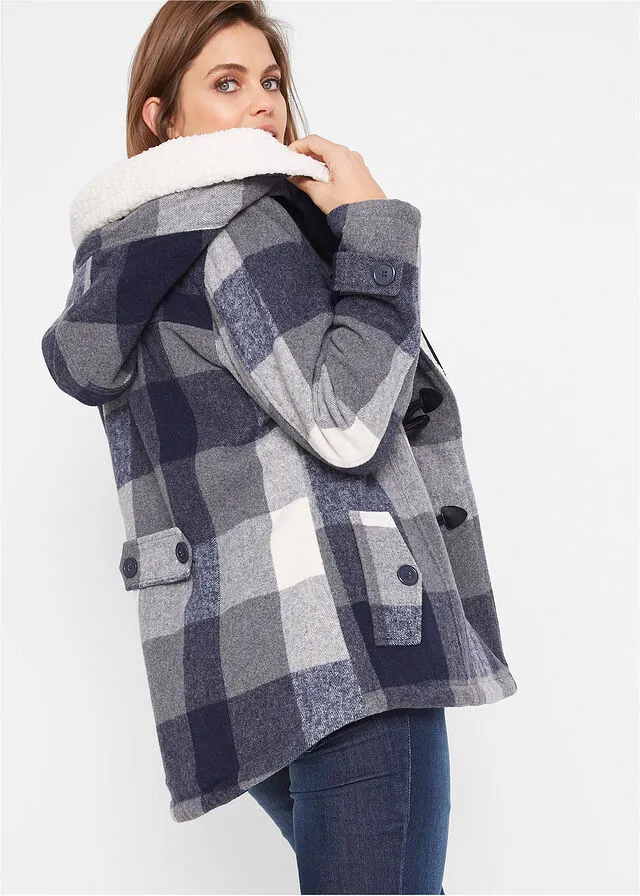 CHAQUETA CON FORRO POLAR AZULGRIS DE CUADROS