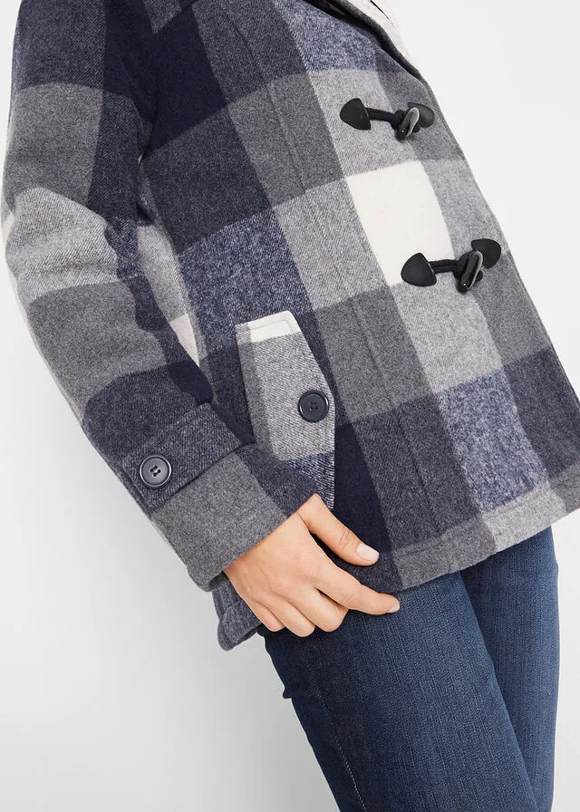 CHAQUETA CON FORRO POLAR AZULGRIS DE CUADROS