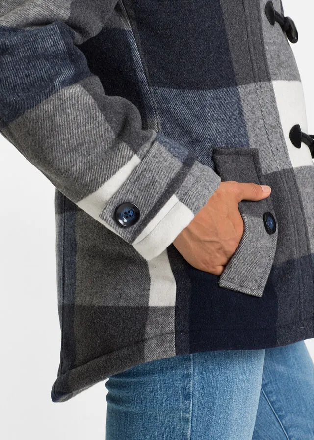 CHAQUETA CON FORRO POLAR AZULGRIS DE CUADROS