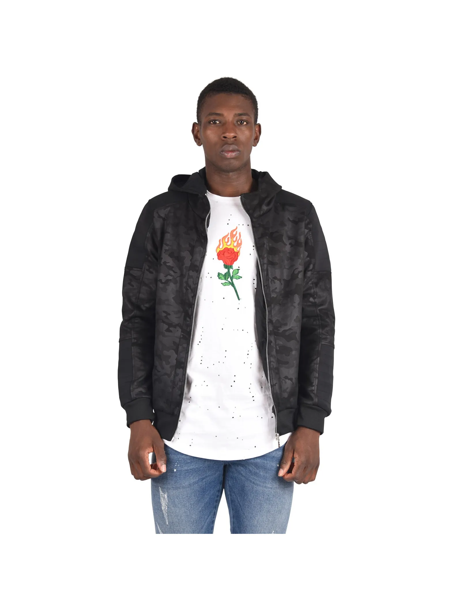 Chaqueta de camuflaje de neopreno con efecto motero