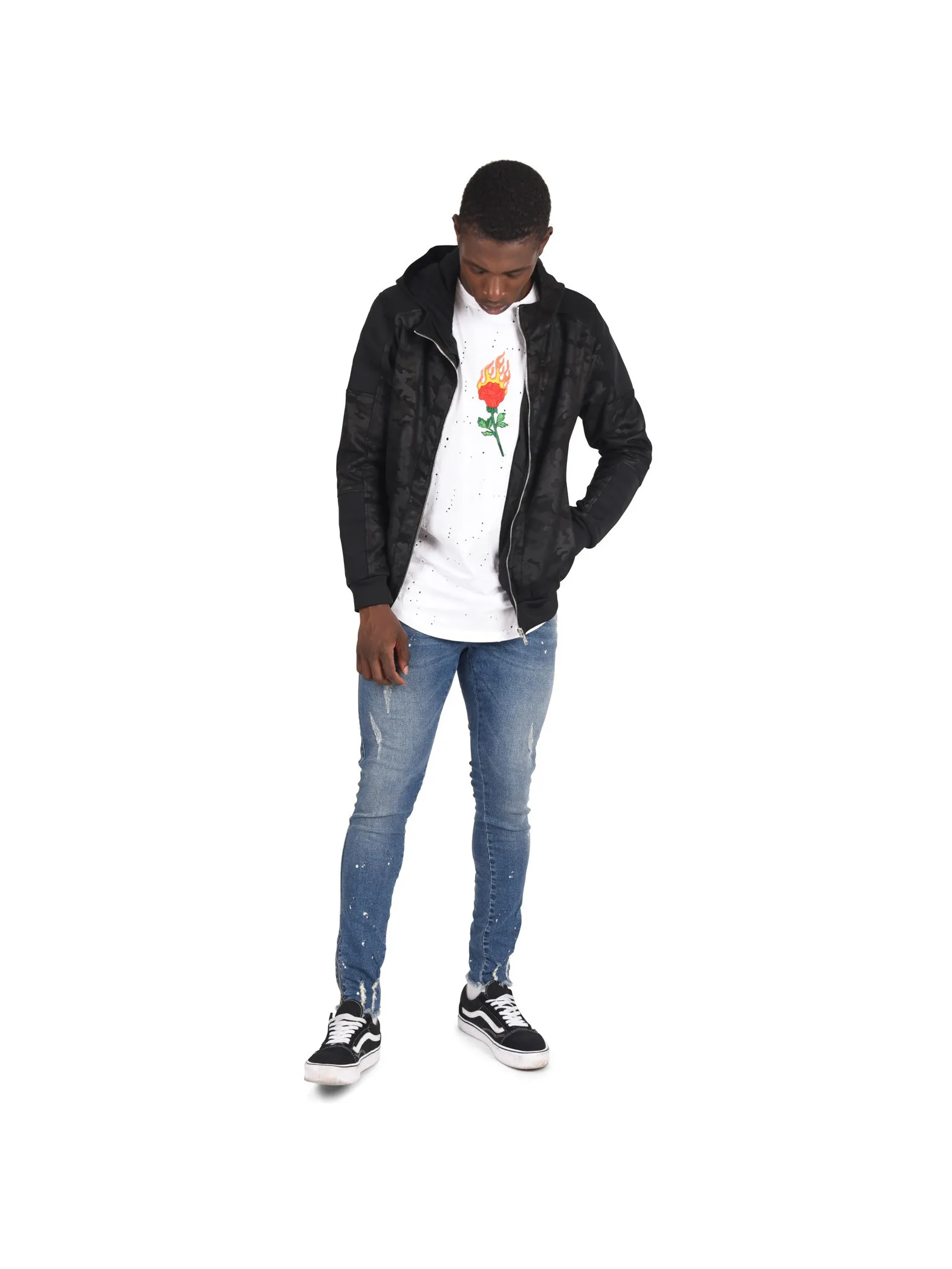 Chaqueta de camuflaje de neopreno con efecto motero