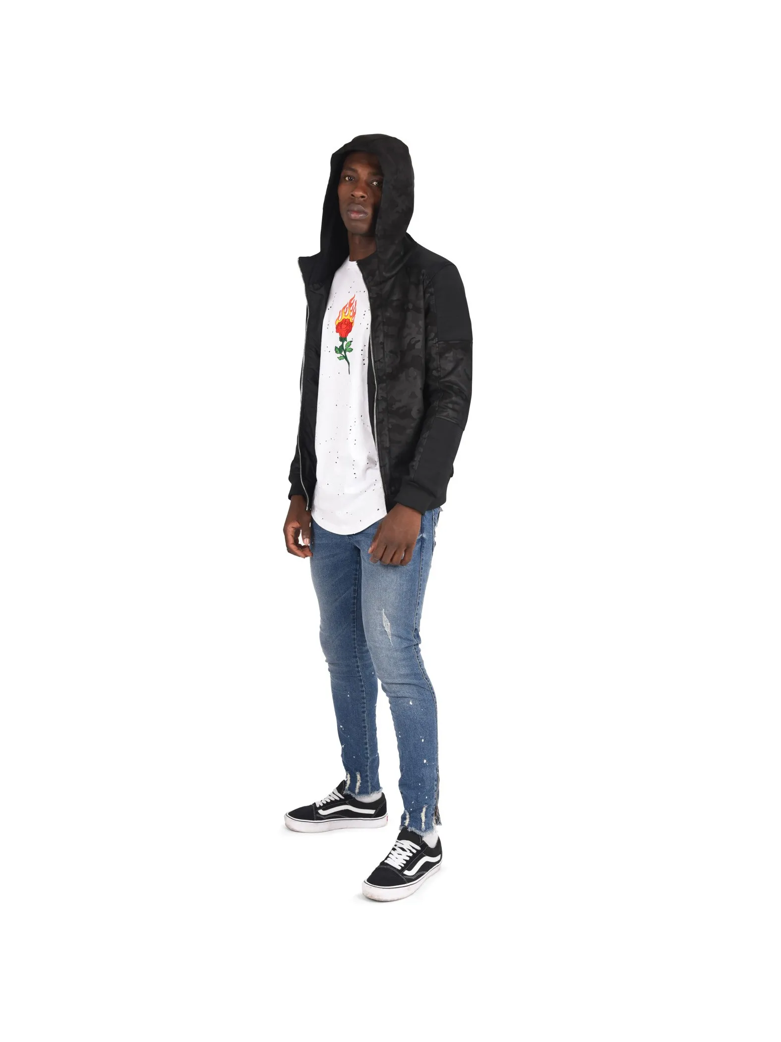 Chaqueta de camuflaje de neopreno con efecto motero