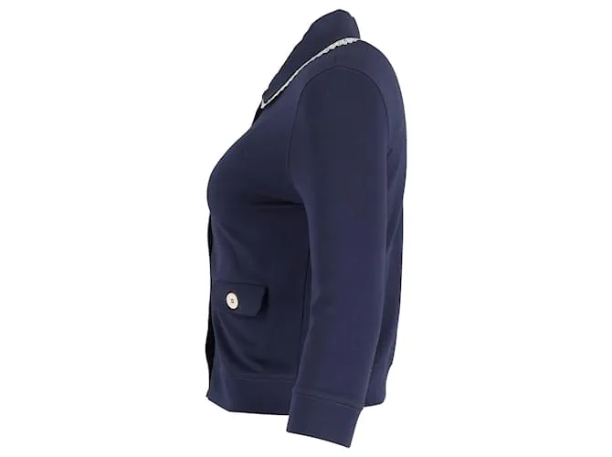 Chaqueta de cuello fruncido Love Moschino en algodón azul marino 