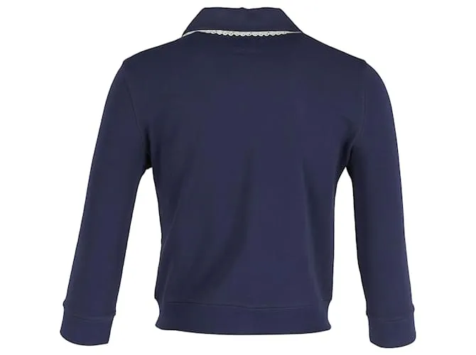 Chaqueta de cuello fruncido Love Moschino en algodón azul marino 