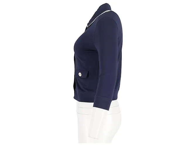 Chaqueta de cuello fruncido Love Moschino en algodón azul marino 