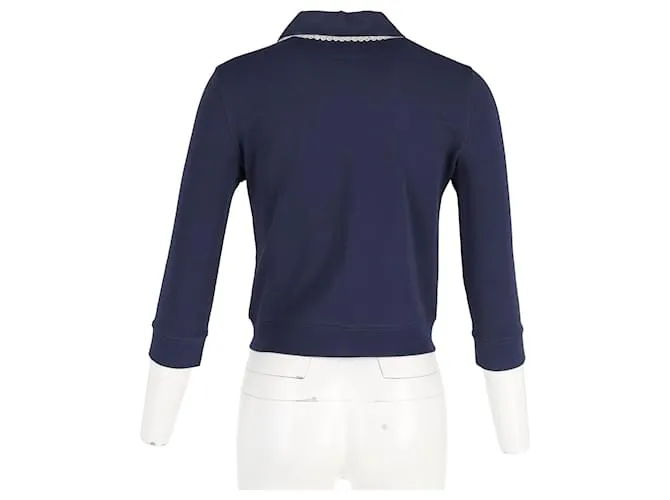 Chaqueta de cuello fruncido Love Moschino en algodón azul marino 