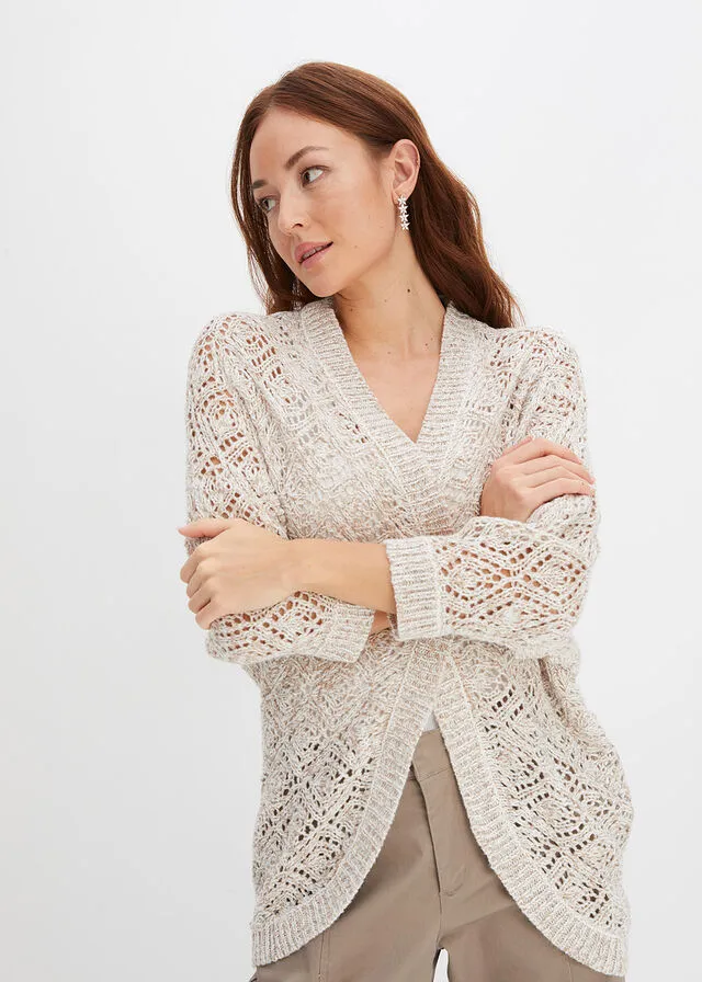CHAQUETA DE PUNTO BLANCO LANAMARRóN GRISáCEO