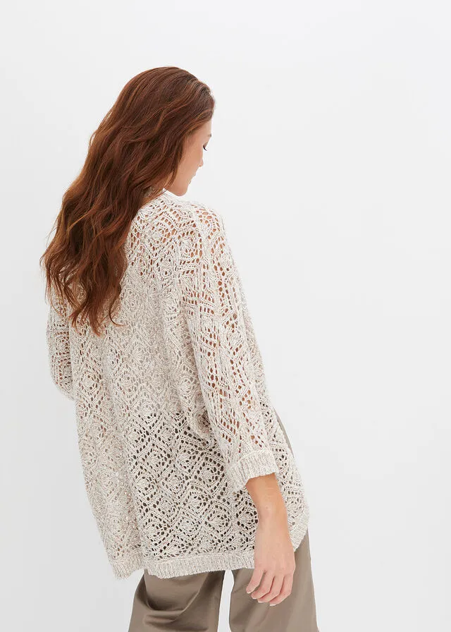 CHAQUETA DE PUNTO BLANCO LANAMARRóN GRISáCEO