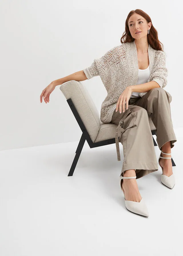 CHAQUETA DE PUNTO BLANCO LANAMARRóN GRISáCEO