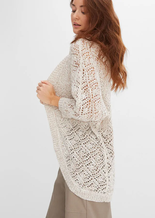CHAQUETA DE PUNTO BLANCO LANAMARRóN GRISáCEO