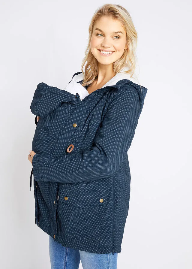 Chaqueta premamá/de porteo con forro polar Azul marino de lunares