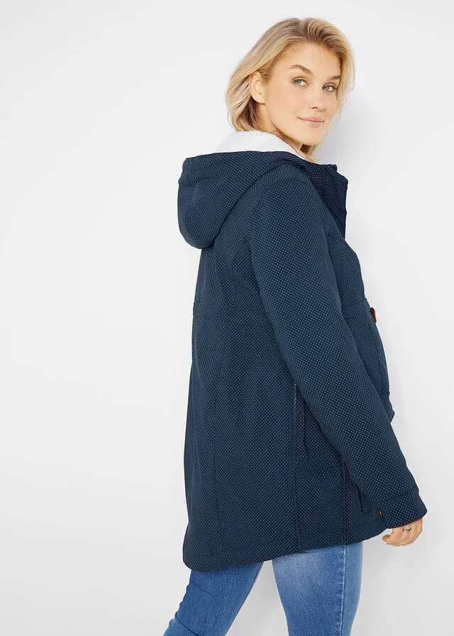 Chaqueta premamá/de porteo con forro polar Azul marino de lunares