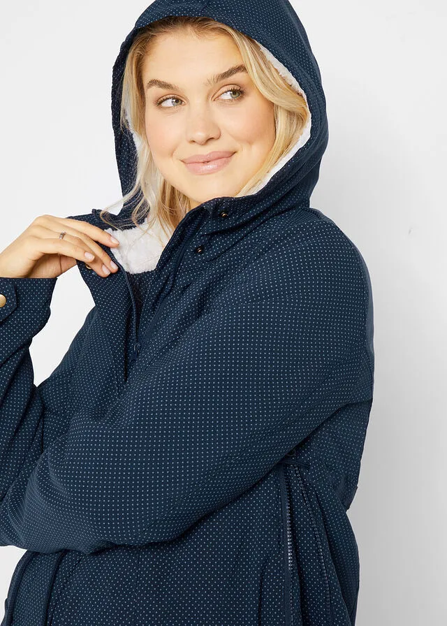 Chaqueta premamá/de porteo con forro polar Azul marino de lunares