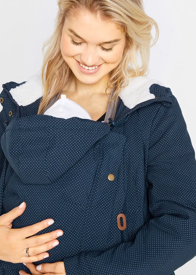Chaqueta premamá/de porteo con forro polar Azul marino de lunares