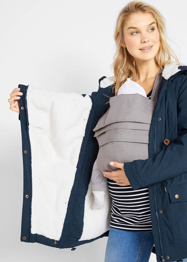 Chaqueta premamá/de porteo con forro polar Azul marino de lunares