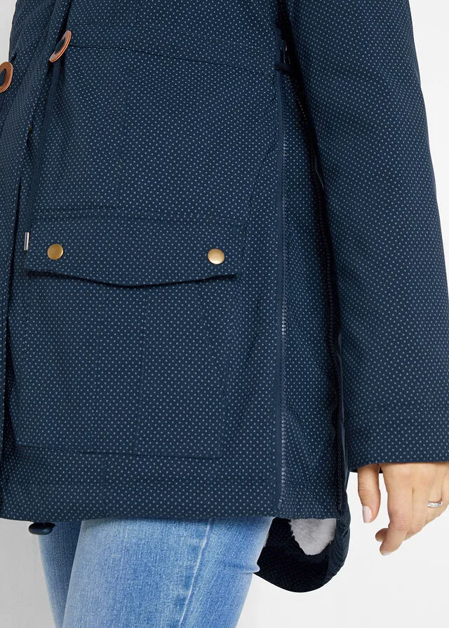 Chaqueta premamá/de porteo con forro polar Azul marino de lunares