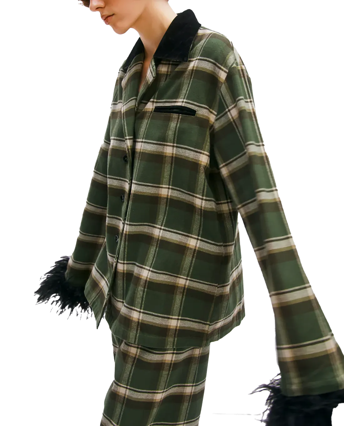 CHECKED COTTONFLANNEL SET WITH DETACHABLE FEATHERS. SLEEPER