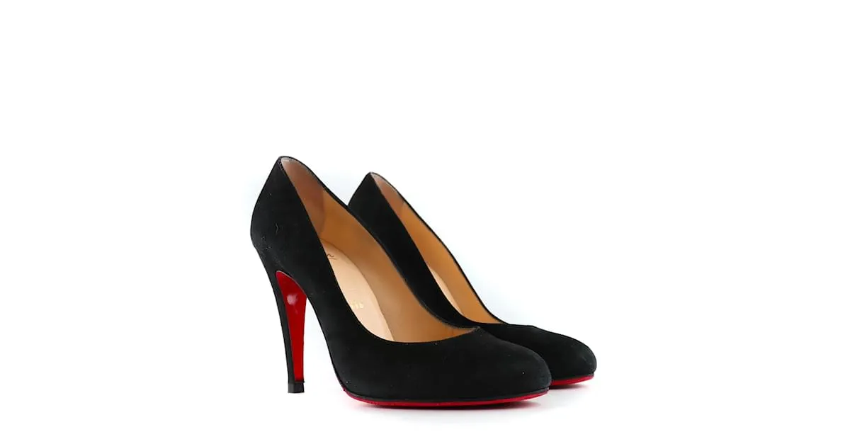 CHRISTIAN LOUBOUTIN Tacones T.UE 36.5 ante Negro 