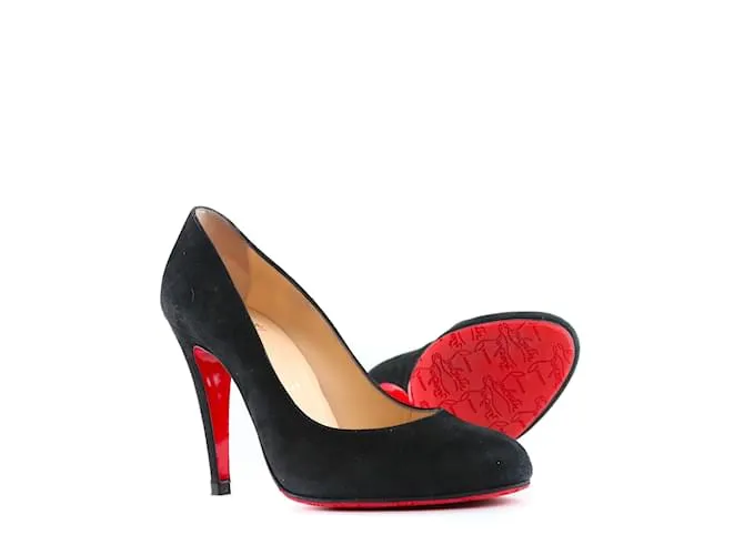 CHRISTIAN LOUBOUTIN Tacones T.UE 36.5 ante Negro 