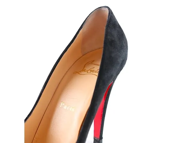 CHRISTIAN LOUBOUTIN Tacones T.UE 36.5 ante Negro 