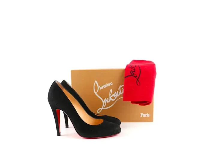 CHRISTIAN LOUBOUTIN Tacones T.UE 36.5 ante Negro 
