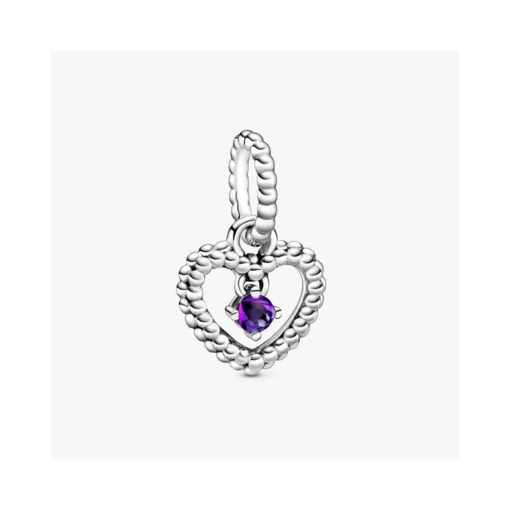 COLGANTE CORAZÓN DE PLATA DE LEY CON CRISTAL PÚRPURA
