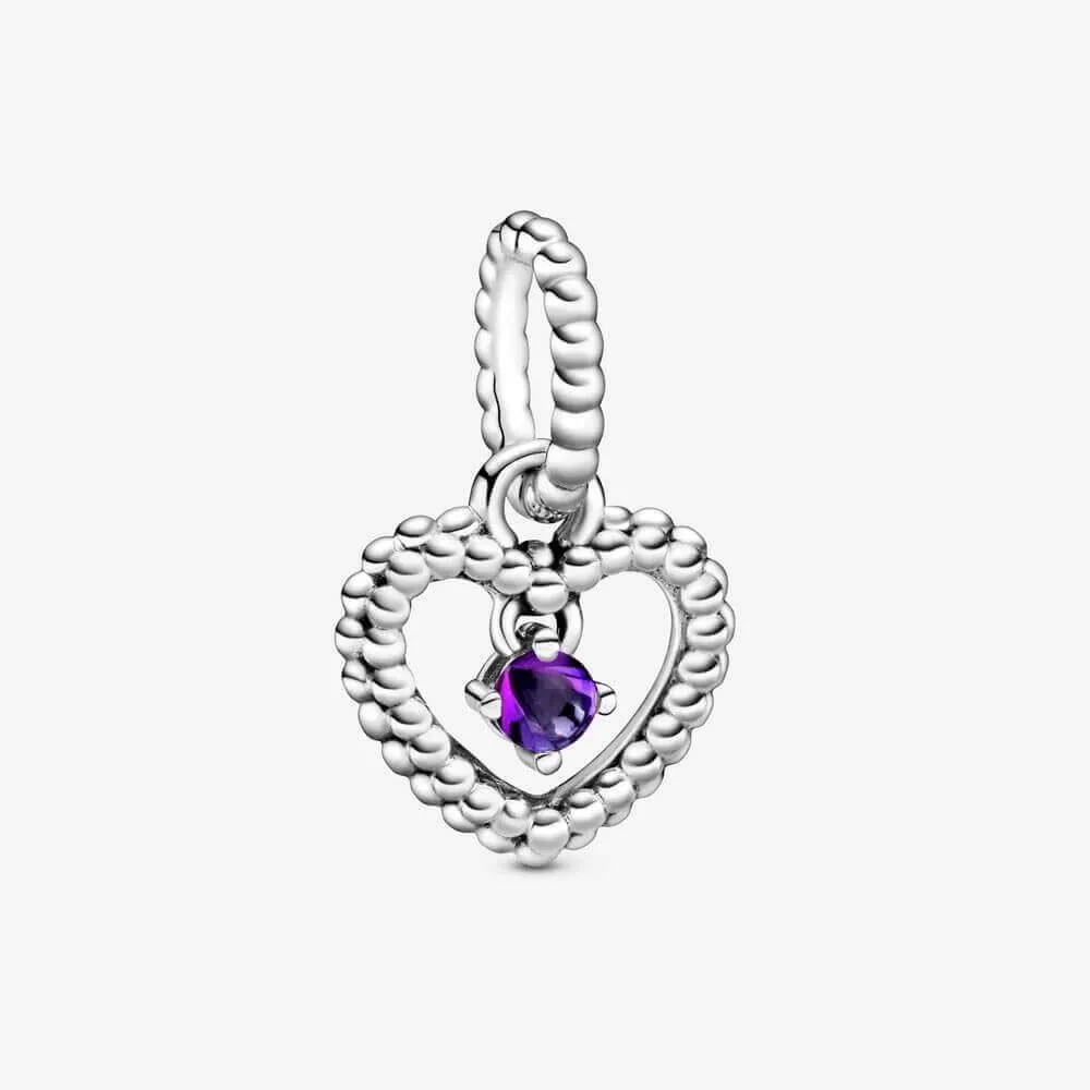 COLGANTE CORAZÓN DE PLATA DE LEY CON CRISTAL PÚRPURA