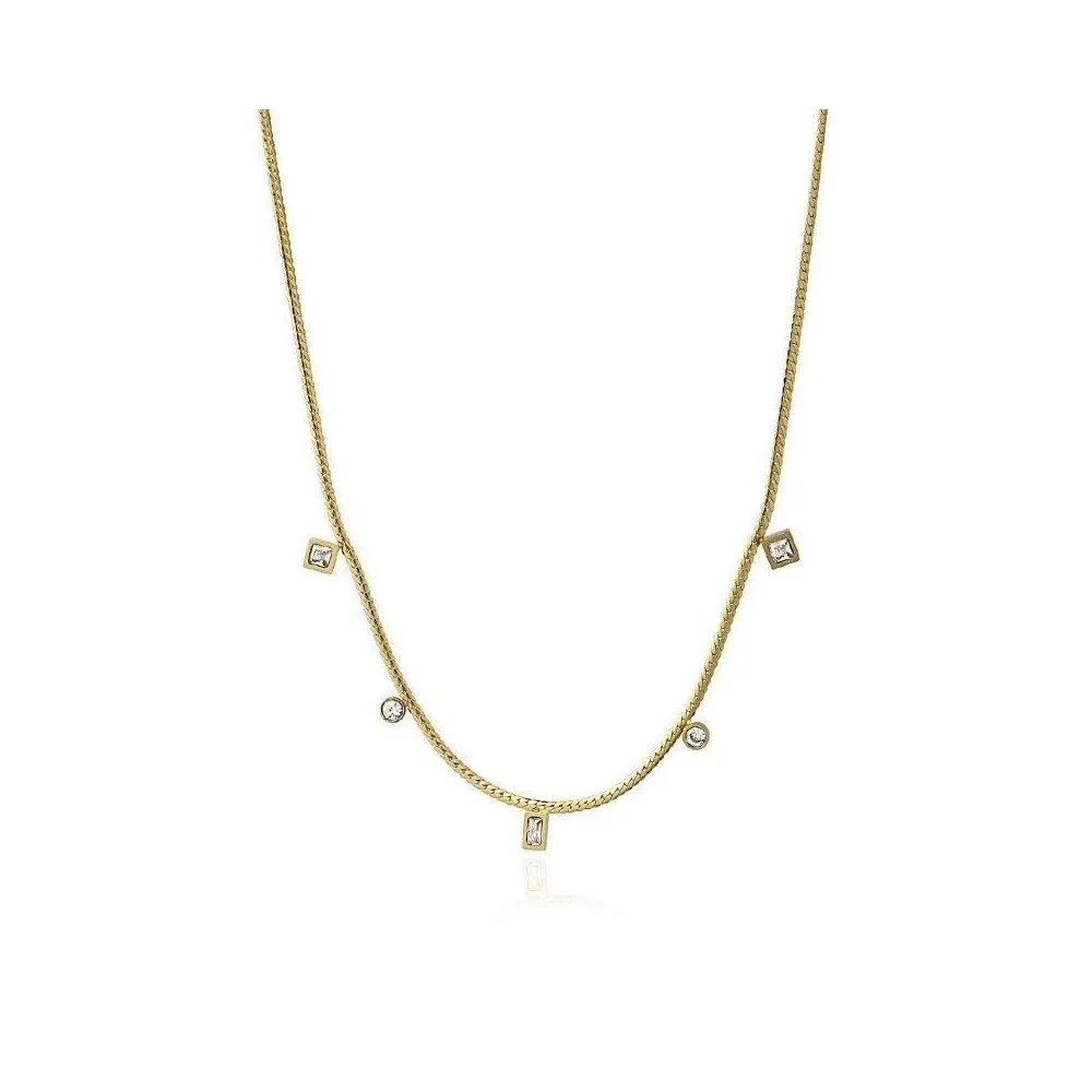 Collar de acero quirúrgico dorado con abalorios de circonitas