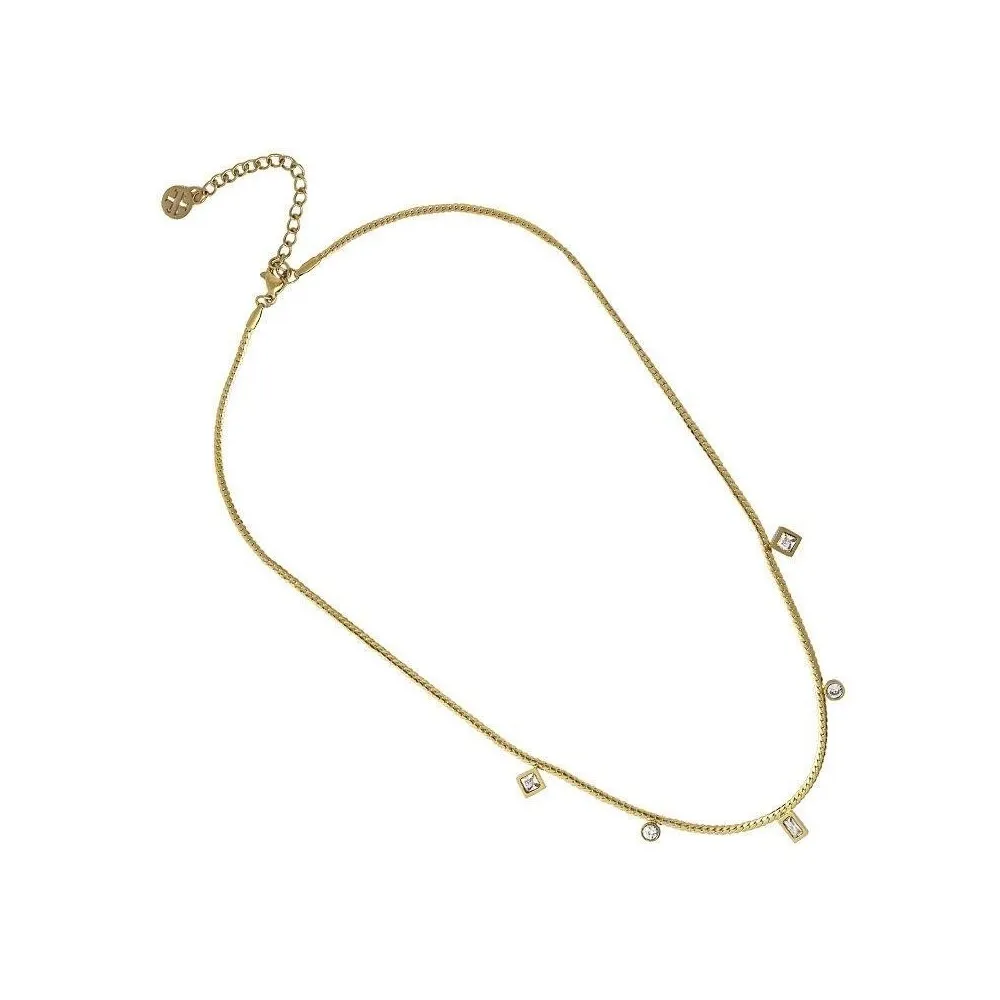 Collar de acero quirúrgico dorado con abalorios de circonitas