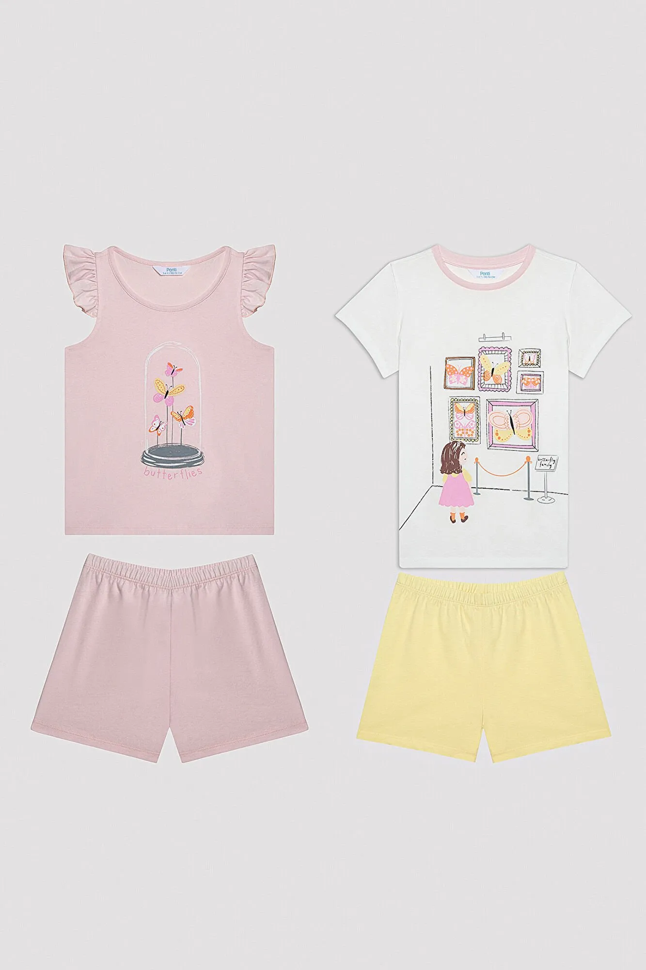 Conjunto de 2 pijamas para niña con estampado de mariposas