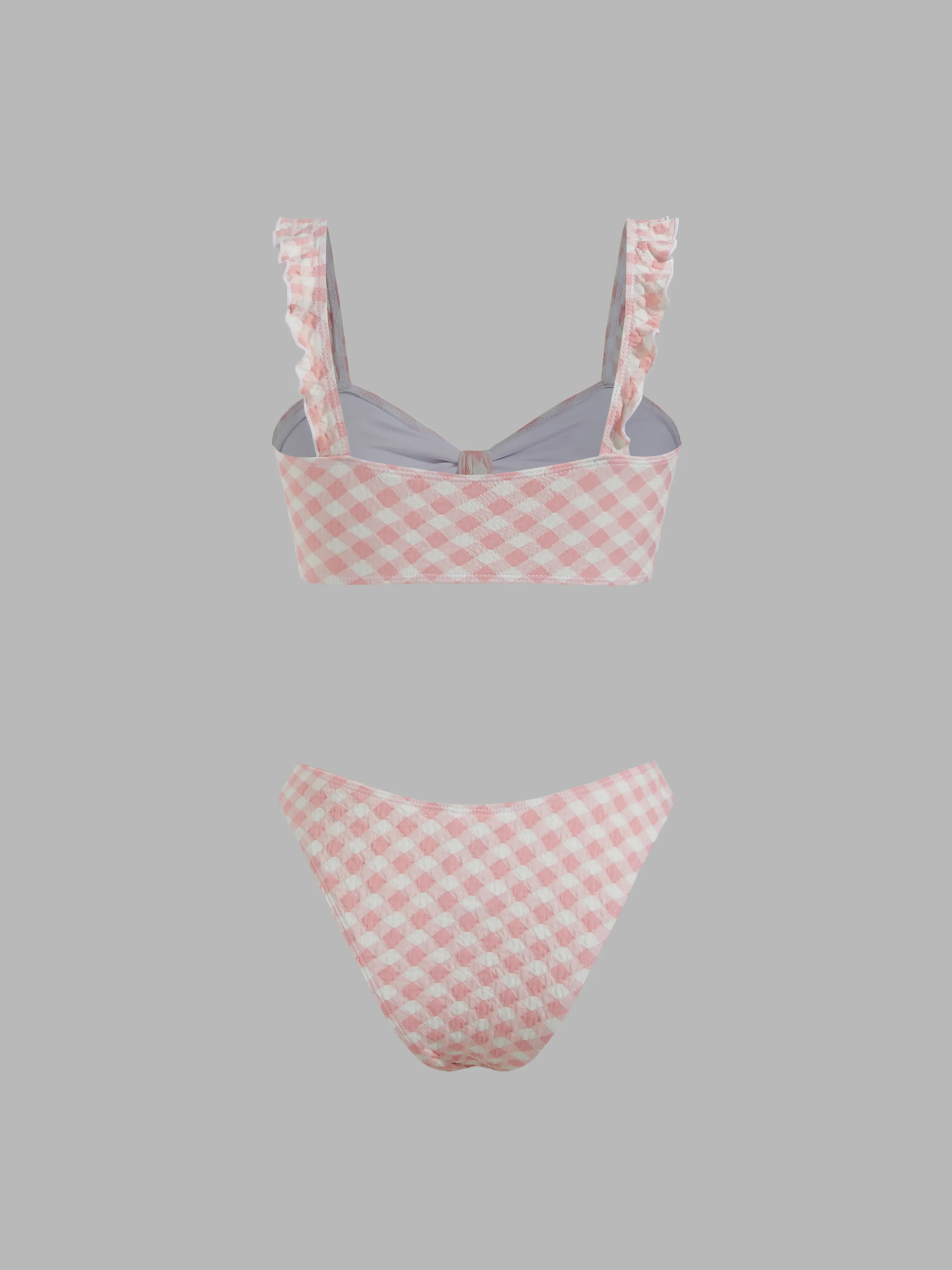 Conjunto de Bikini con Ribete de Lechuga a Cuadros