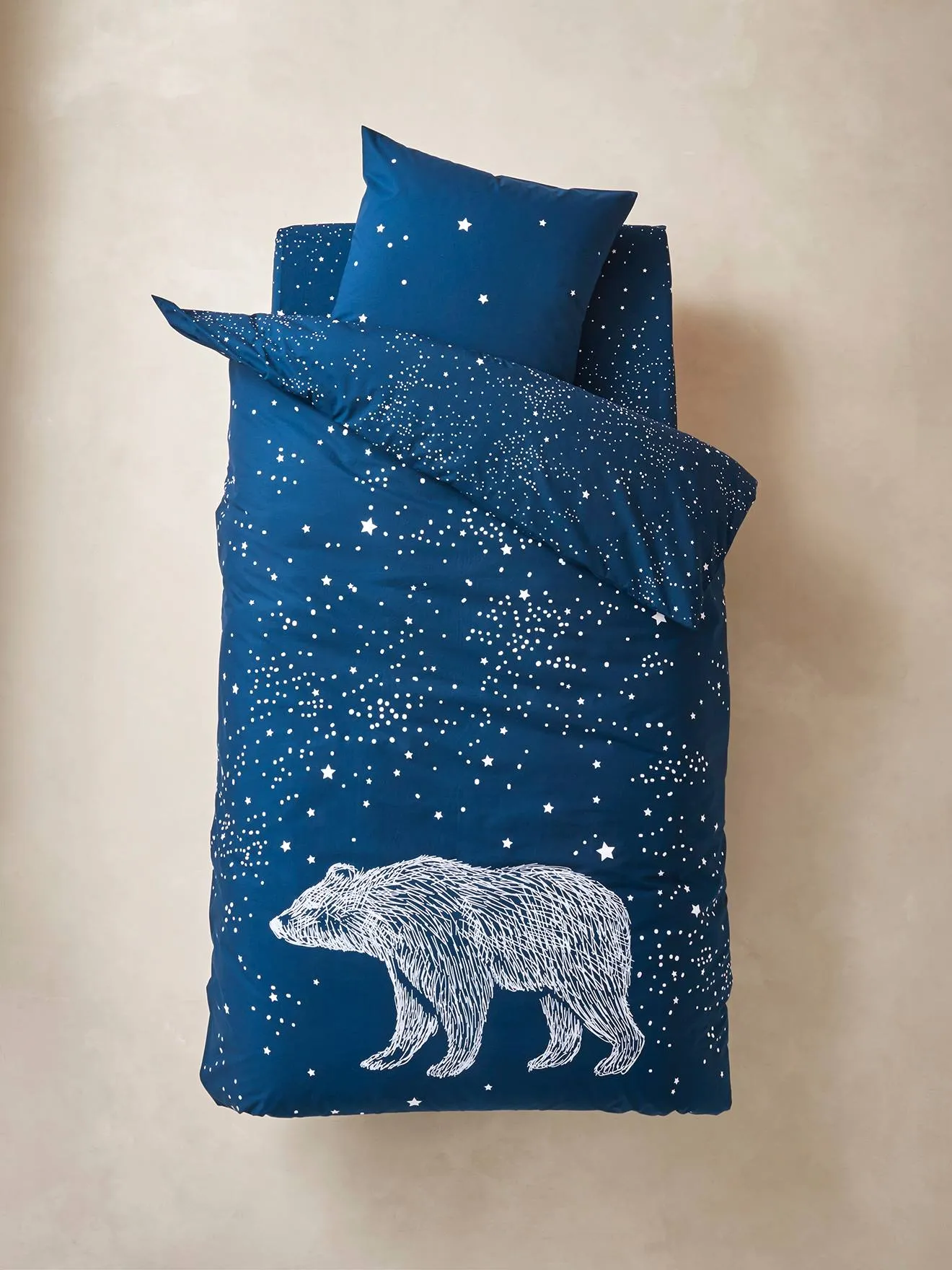 Conjunto de funda nórdica con detalles fluorescentes + funda de almohada infantil Ours Polaire