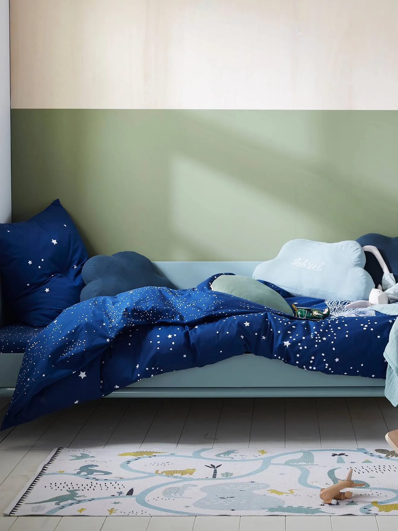 Conjunto de funda nórdica con detalles fluorescentes + funda de almohada infantil Ours Polaire
