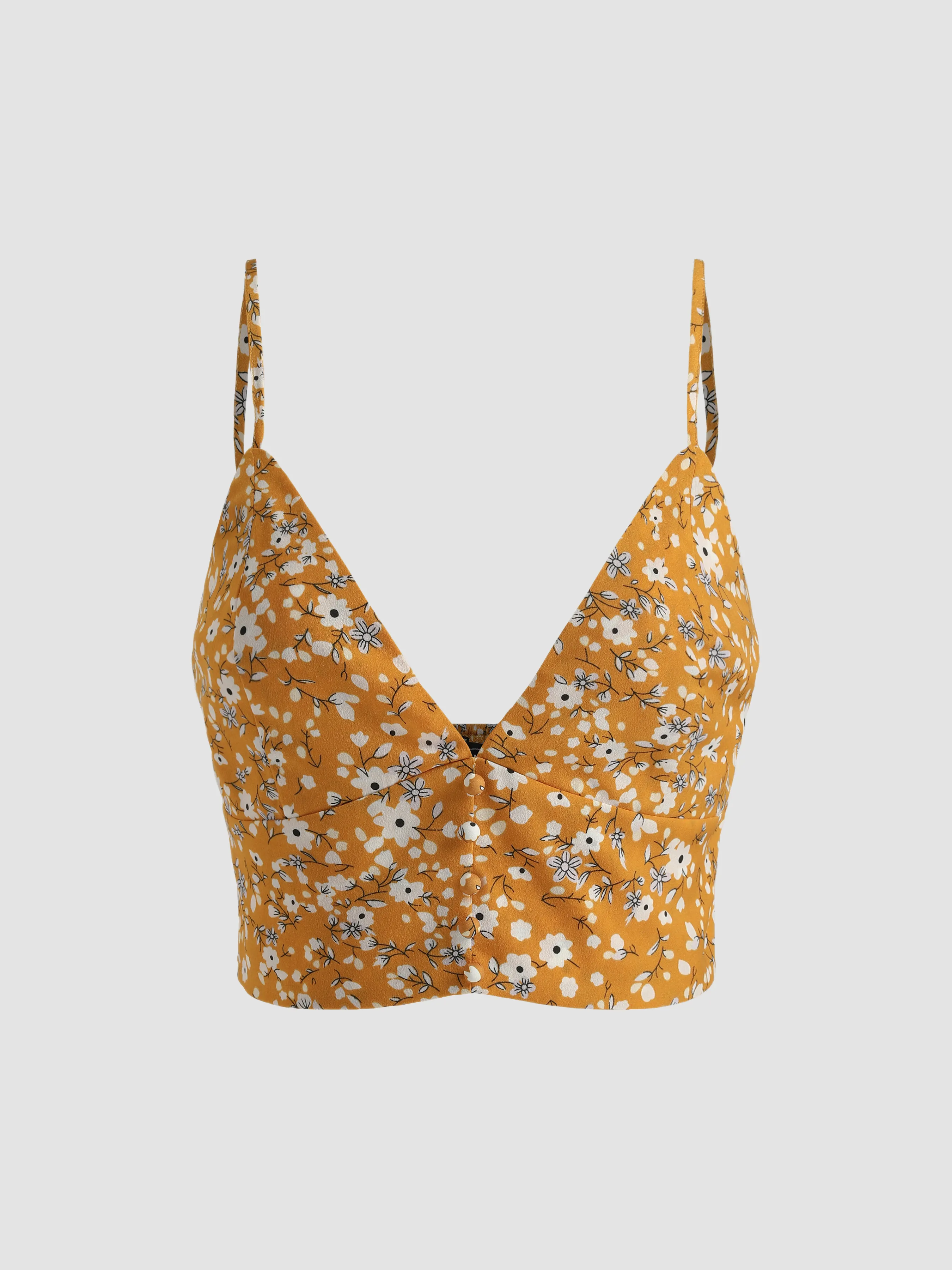  Conjunto de Top de Tirantes y Falda con Estampado Floral Diminuto