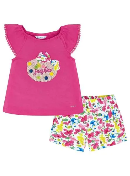 conjunto mayoral flores rosa para niña