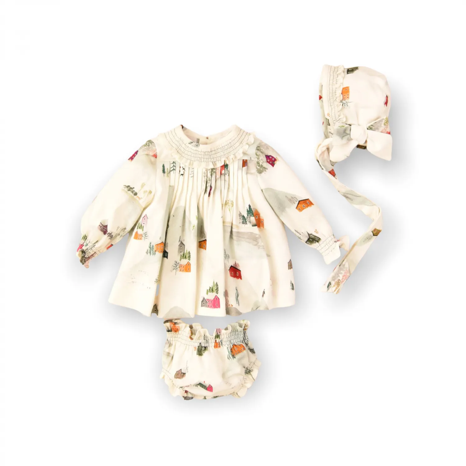 Conjunto para niña estampado casitas de José Varón