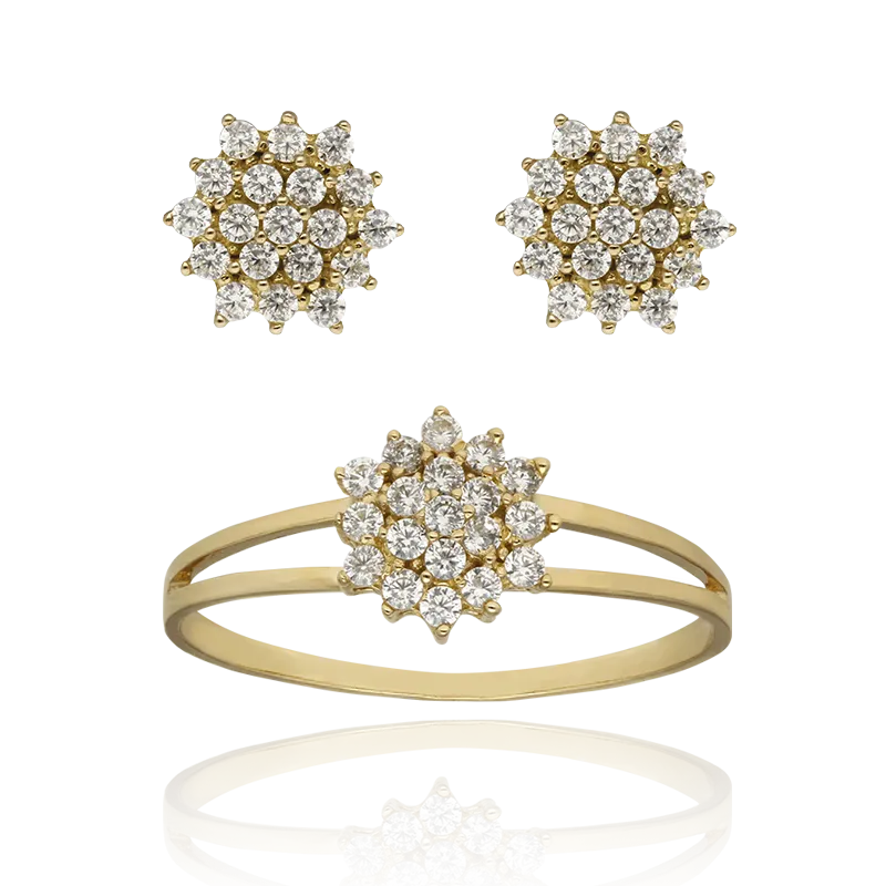 CONJUNTO "ROSSETTI" ORO 18K Y CIRCONITAS