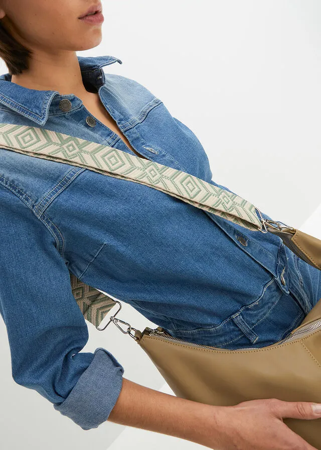 CORREA PARA BOLSO NEGROBLANCOBEIGE CON ESTAMPADO GRáFICO