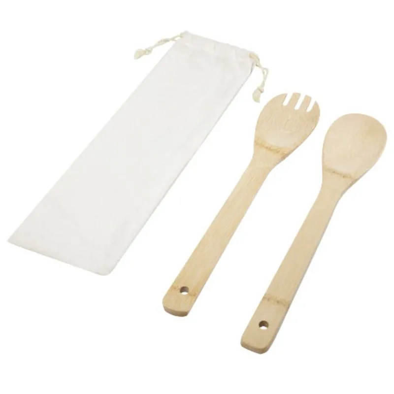 Cuchara y tenedor de bambú para ensalada 'Endiv'