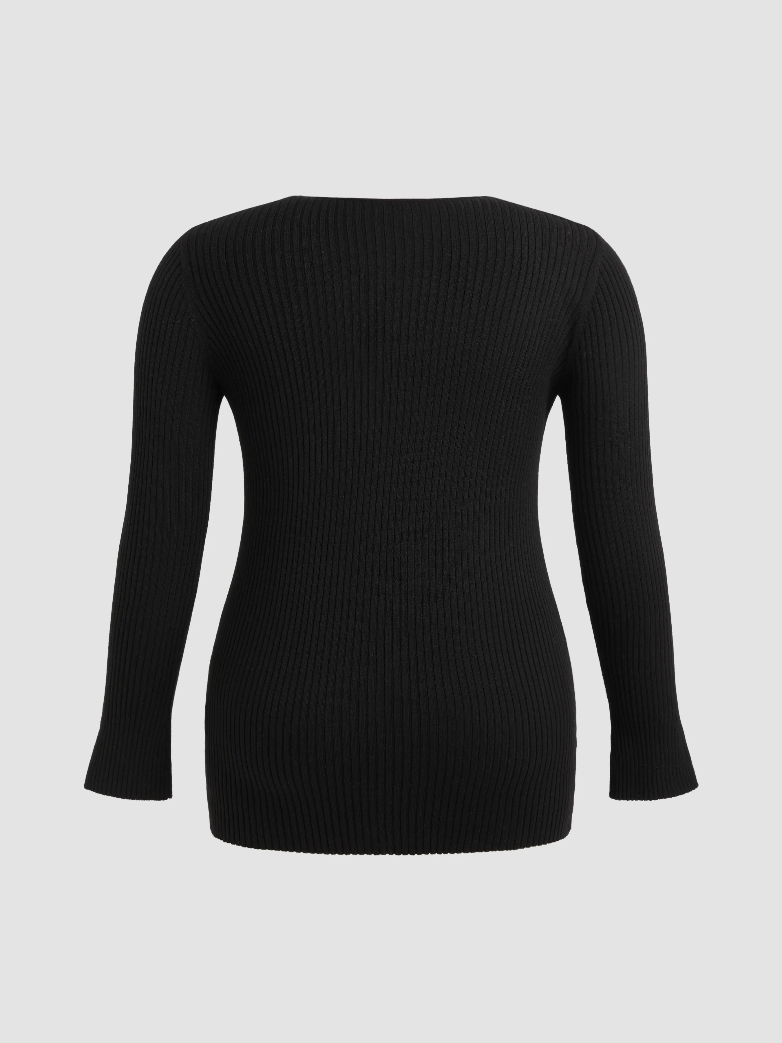  Cárdigan de Punto con Botones y Cuello en V de Mezcla de Lana Curvy