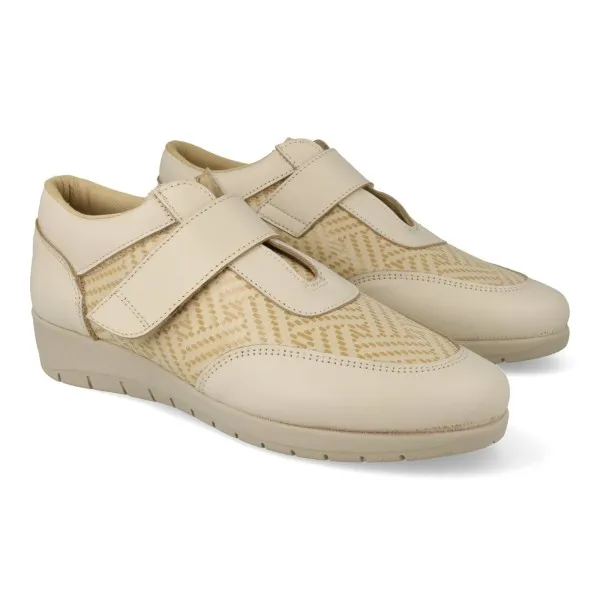 DEPORTIVAS con VELCRO MUJER COMODAS MOD. ANNE BEIGE